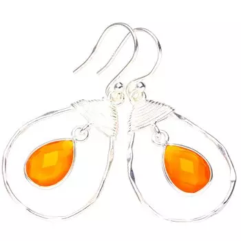 StarGems® Natural Carnelian Handmade 925 Sterling Silver Earrings 1.75 E5797