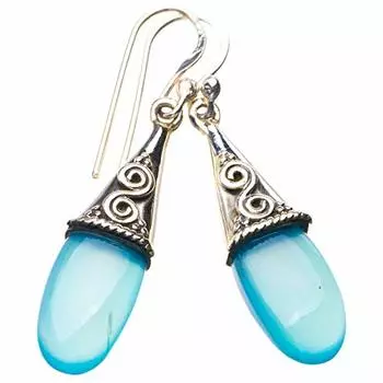 StarGems® Natural Chalcedony Handmade 925 Sterling Silver Earrings 1.5 E1335