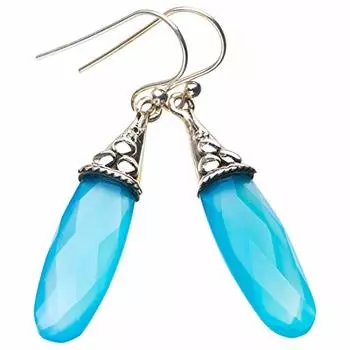 StarGems® Natural Chalcedony Handmade 925 Sterling Silver Earrings 1.75 E1330