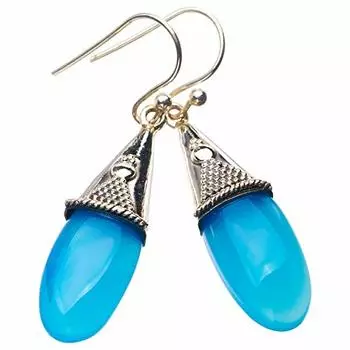 StarGems® Natural Chalcedony Handmade 925 Sterling Silver Earrings 1.75 E1334