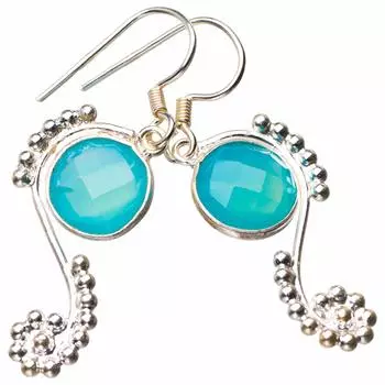 StarGems® Natural Chalcedony Handmade 925 Sterling Silver Earrings 1.5 D7027