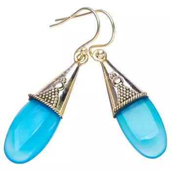 StarGems® Natural Chalcedony Handmade 925 Sterling Silver Earrings 1.75 E6708