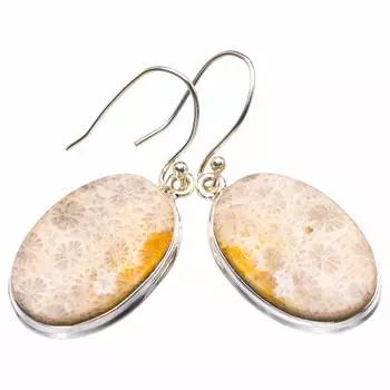 StarGems® Natural Chrysanthemum Jasper Handmade 925 Sterling Silver Earrings 1.75 D4058