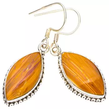 StarGems® Natural Coffee Jasper Handmade 925 Sterling Silver Earrings 1.5 E5843