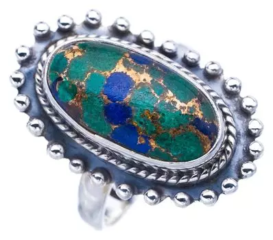 StarGems® Natural Copper Chalcedony Handmade 925 Sterling Silver Ring 8 F1182