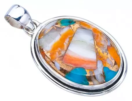 StarGems® Natural Copper Chalcedony Handmade 925 Sterling Silver Pendant 1.5 F3715
