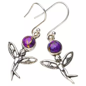 StarGems® Natural Copper Turquoise Fariy Handmade 925 Sterling Silver Earrings 1.5 E5229