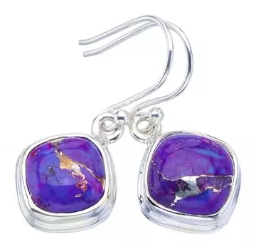 StarGems® Natural Copper Turquoise Handmade 925 Sterling Silver Earrings 1.25 F6192