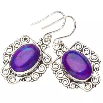 StarGems® Natural Copper Turquoise Handmade 925 Sterling Silver Earrings 1.5 E5214