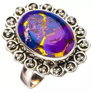 StarGems® Natural Copper Turquoise Handmade 925 Sterling Silver Ring 8 E8661