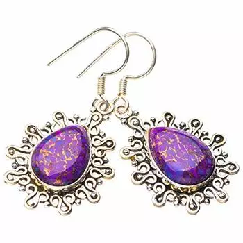 StarGems® Natural Copper Turquoise Handmade 925 Sterling Silver Earrings 1.5 E1765