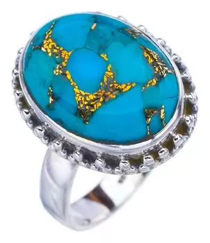 StarGems® Natural Copper Turquoise Handmade 925 Sterling Silver Ring 6.75 F2218