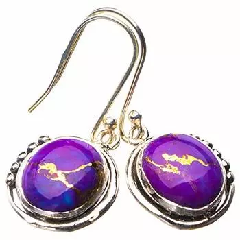 StarGems® Natural Copper Turquoise Handmade 925 Sterling Silver Earrings 1.5 E1756
