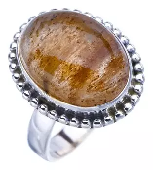 StarGems® Natural Golden Rutile Handmade 925 Sterling Silver Ring 7 F2128