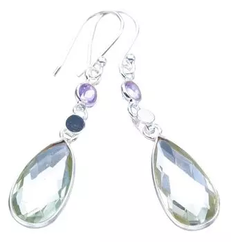 StarGems® Natural Green Amethyst AmethystHandmade 925 Sterling Silver Earrings 2 F5848