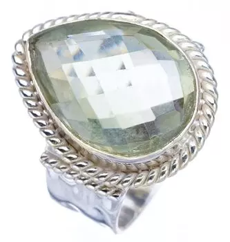StarGems® Natural Green Amethyst Hammered Handmade 925 Sterling Silver Ring 6.5 F2456
