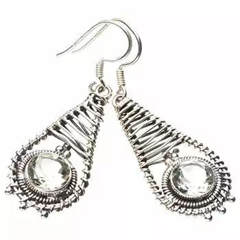 StarGems® Natural Green Amethyst Handmade 925 Sterling Silver Earrings 1.75 E2023