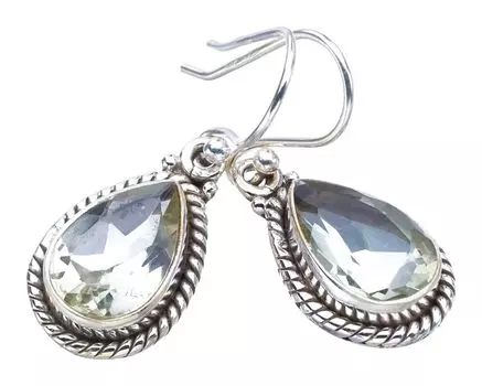 StarGems® Natural Green Amethyst Handmade 925 Sterling Silver Earrings 1.25 F5850