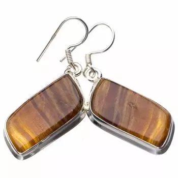 StarGems® Natural Indonesia Multicolor Jasper Handmade 925 Sterling Silver Earrings 1.75 E0597