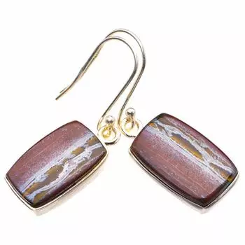 StarGems® Natural Iron Tiger Eye Handmade 925 Sterling Silver Earrings 1.5 D4071