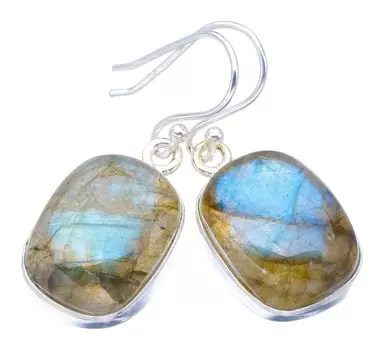 StarGems® Natural Labradorite Handmade 925 Sterling Silver Earrings 1.25 F5774