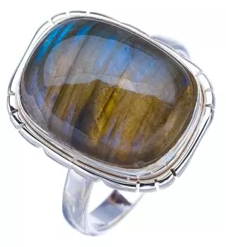 StarGems® Natural Labradorite Handmade 925 Sterling Silver Ring 7.5 F2623