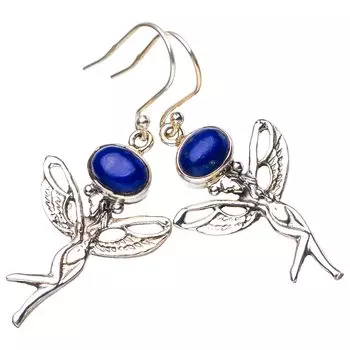 StarGems® Natural Lapiz Lazuli Fariy Handmade 925 Sterling Silver Earrings 2 E5311
