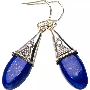 StarGems® Natural Lapiz Lazuli Handmade 925 Sterling Silver Earrings 1.75 E5344