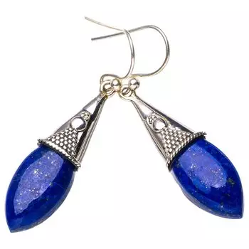 StarGems® Natural Lapiz Lazuli Handmade 925 Sterling Silver Earrings 1.75 E5374