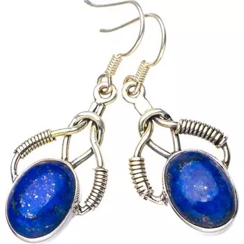 StarGems® Natural Lapiz Lazuli Handmade 925 Sterling Silver Earrings 1.75 E5319