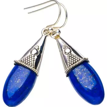 StarGems® Natural Lapiz Lazuli Handmade 925 Sterling Silver Earrings 1.75 E5339