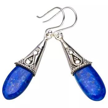 StarGems® Natural Lapiz Lazuli Handmade 925 Sterling Silver Earrings 1.75 E5351