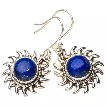 StarGems® Natural Lapiz Lazuli Handmade 925 Sterling Silver Earrings 1.5 E5370