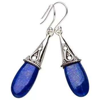 StarGems® Natural Lapiz Lazuli Handmade 925 Sterling Silver Earrings 2 E5340
