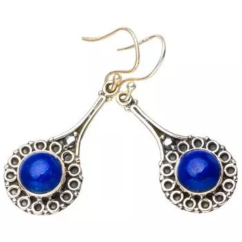StarGems® Natural Lapiz Lazuli Handmade 925 Sterling Silver Earrings 1.75 E5361