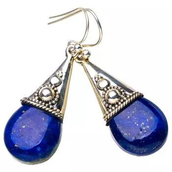 StarGems® Natural Lapiz Lazuli Handmade 925 Sterling Silver Earrings 1.75 E5329