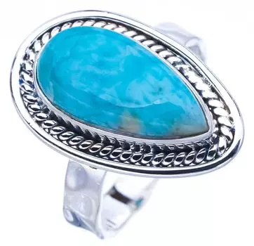 StarGems® Natural Larimar Hammered Handmade 925 Sterling Silver Ring 10 F1423