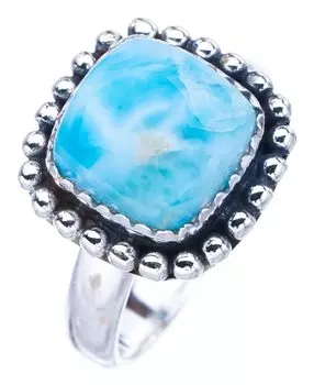 StarGems® Natural Larimar Handmade 925 Sterling Silver Ring 7.25 F1556