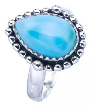 StarGems® Natural Larimar Handmade 925 Sterling Silver Ring 8 F1445