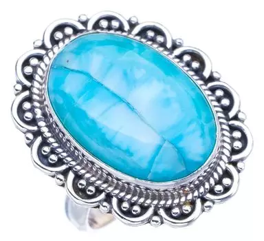 StarGems® Natural Larimar Handmade 925 Sterling Silver Ring 6.75 F2781