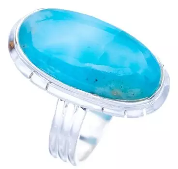 StarGems® Natural Larimar Handmade 925 Sterling Silver Ring 7 F1410