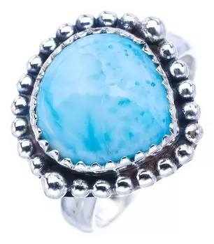 StarGems® Natural Larimar Handmade 925 Sterling Silver Ring 6.25 F0833