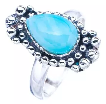 StarGems® Natural Larimar Handmade 925 Sterling Silver Ring 9 F1513