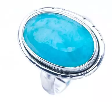 StarGems® Natural Larimar Handmade 925 Sterling Silver Ring 8 F0806