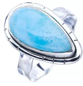 StarGems® Natural Larimar Handmade 925 Sterling Silver Ring 8 F0835