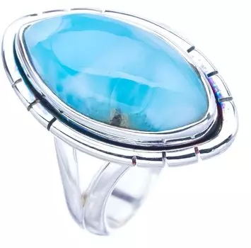 StarGems® Natural Larimar Handmade 925 Sterling Silver Ring 6.25 F1461
