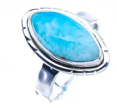 StarGems® Natural Larimar Handmade 925 Sterling Silver Ring 9 F0814