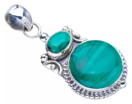 StarGems® Natural Malachite Handmade 925 Sterling Silver Pendant 1.5 F3695