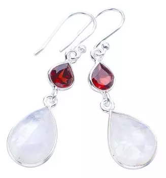 StarGems® Natural Moonstone Amethyst Handmade 925 Sterling Silver Earrings 1.5 F5942