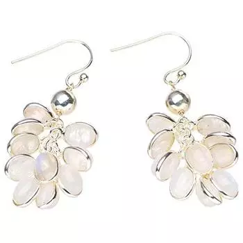 StarGems® Natural Moonstone Bead Handmade 925 Sterling Silver Earrings 1.5 E3524-6